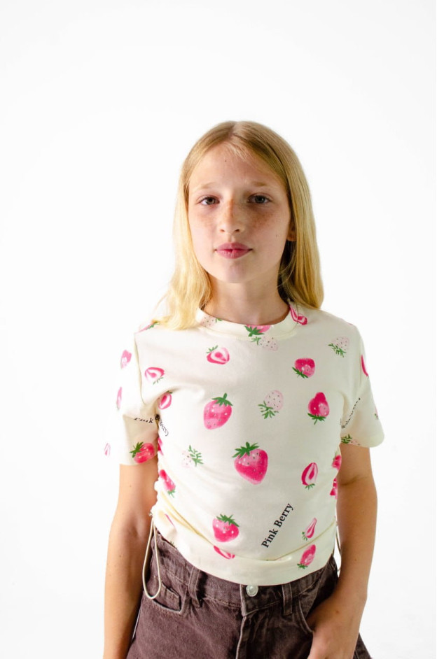 Футболка для дівчинки на літо 2606 котон вершкове масло Pink Berry 100(р) 