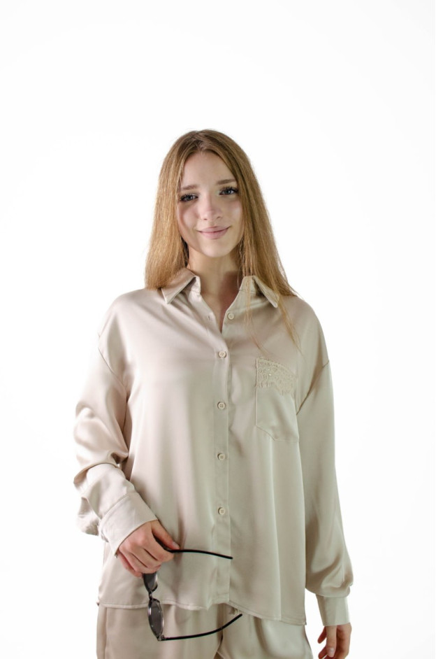 Костюм для дівчинки на літо 2352 котон/поліестер шампань з мереживом one size(р) 