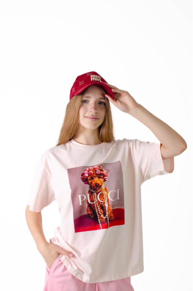 Футболка для дівчинки на літо K070 котон рожевий PUCCI one size(р) 