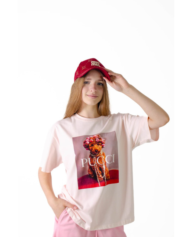 Футболка для дівчинки на літо K070 котон рожевий PUCCI one size(р) 
