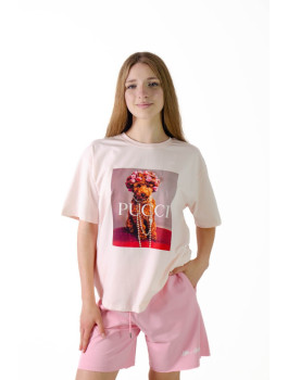 Футболка для дівчинки на літо K070 котон рожевий PUCCI one size(р) 