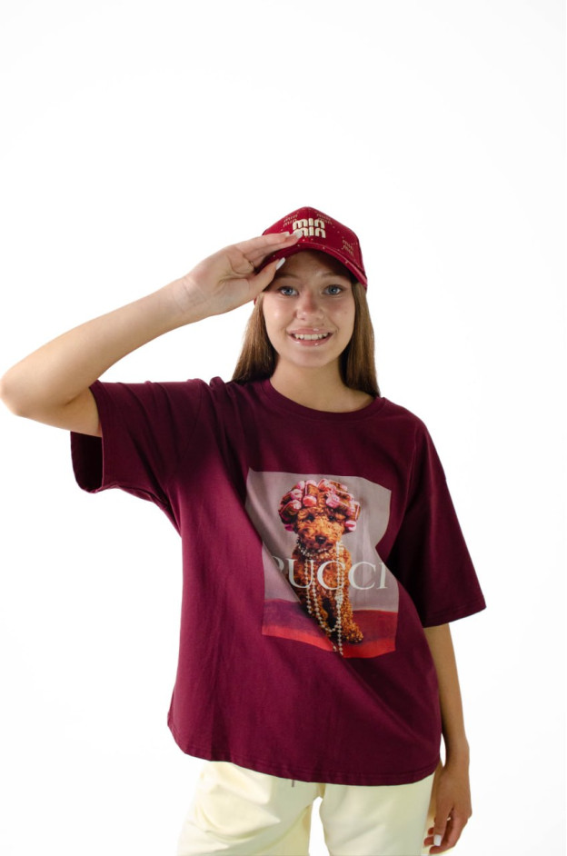 Футболка для дівчинки на літо K070 котон марсала PUCCI one size(р) 