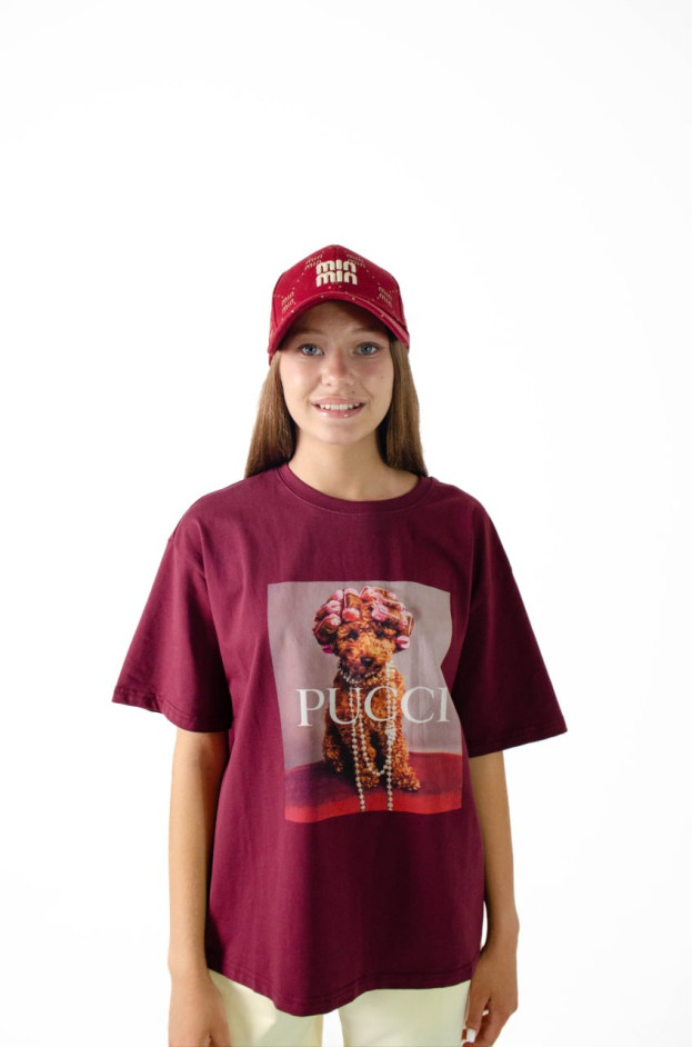 Футболка для дівчинки на літо K070 котон марсала PUCCI one size(р) 