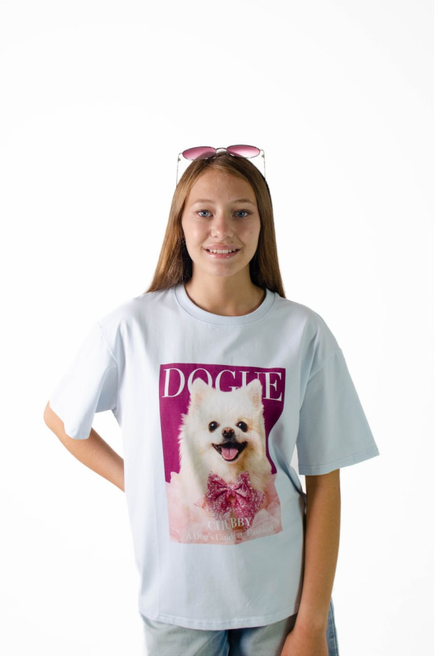 Футболка для дівчинки на літо K072 котон блакитний DOGUE one size(р) 
