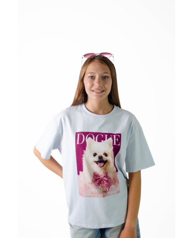 Футболка для дівчинки на літо K072 котон блакитний DOGUE one size(р) 