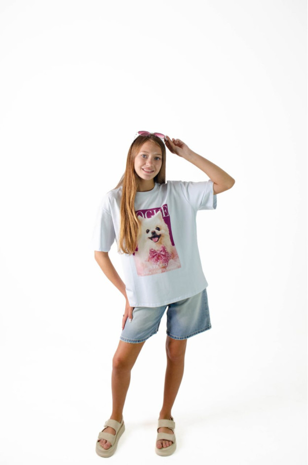 Футболка для дівчинки на літо K072 котон блакитний DOGUE one size(р) 