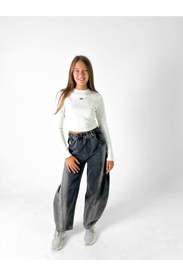 Джинси для дівчинки або для хлопчика весна-осінь 26662 котон сірий baggy jeans ELYZA 175(р) 