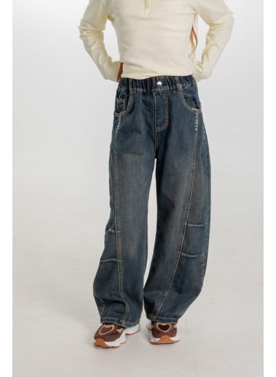 Джинси для дівчинки весна-осінь 26979 котон темно синій baggy jeans заклепки 160(р) 