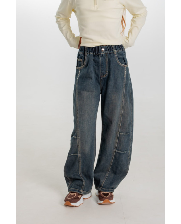 Джинси для дівчинки весна-осінь 26979 котон темно синій baggy jeans заклепки 160(р) 