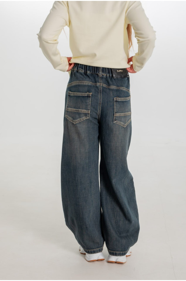 Джинси для дівчинки весна-осінь 26979 котон темно синій baggy jeans заклепки 160(р) 