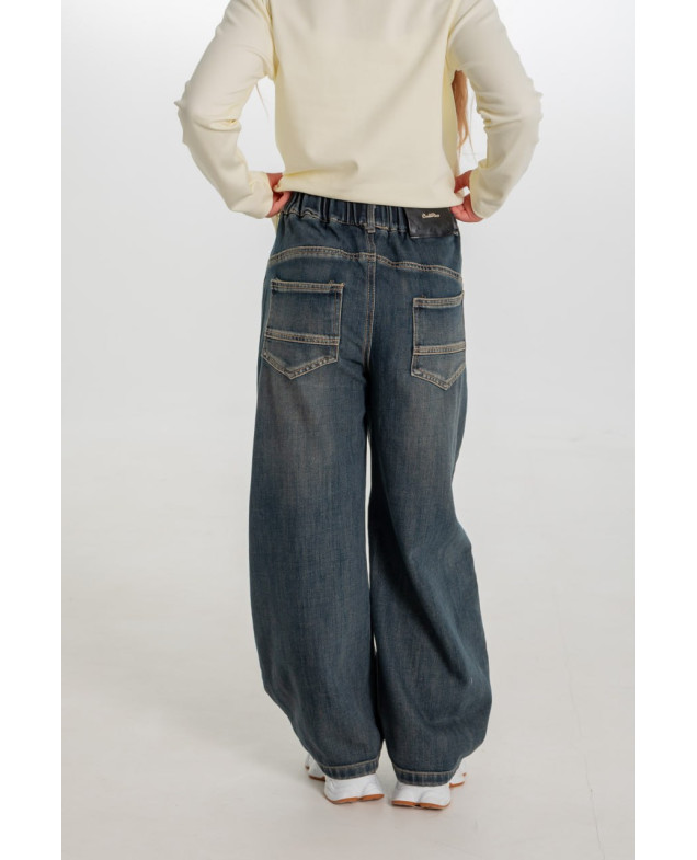 Джинси для дівчинки весна-осінь 26979 котон темно синій baggy jeans заклепки 160(р) 