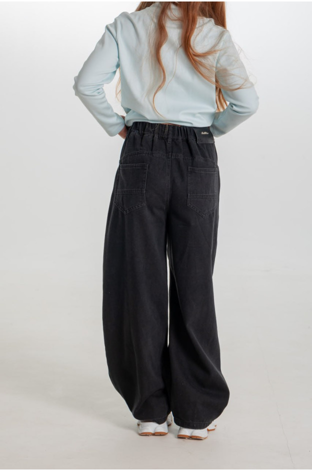 Джинси для дівчинки весна-осінь 26979 котон чорний baggy jeans заклепки 150(р) 