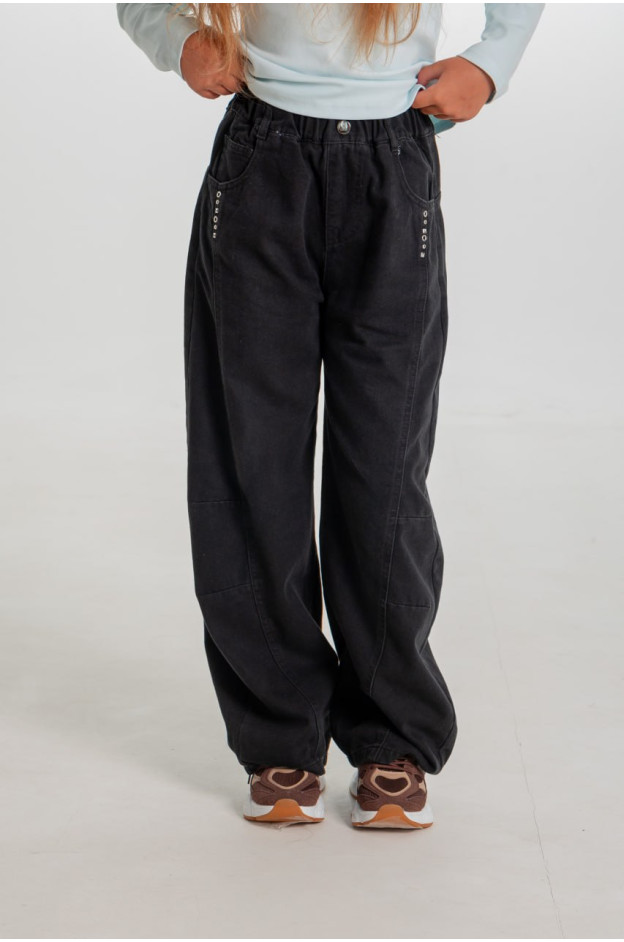 Джинси для дівчинки весна-осінь 26979 котон чорний baggy jeans заклепки 150(р) 