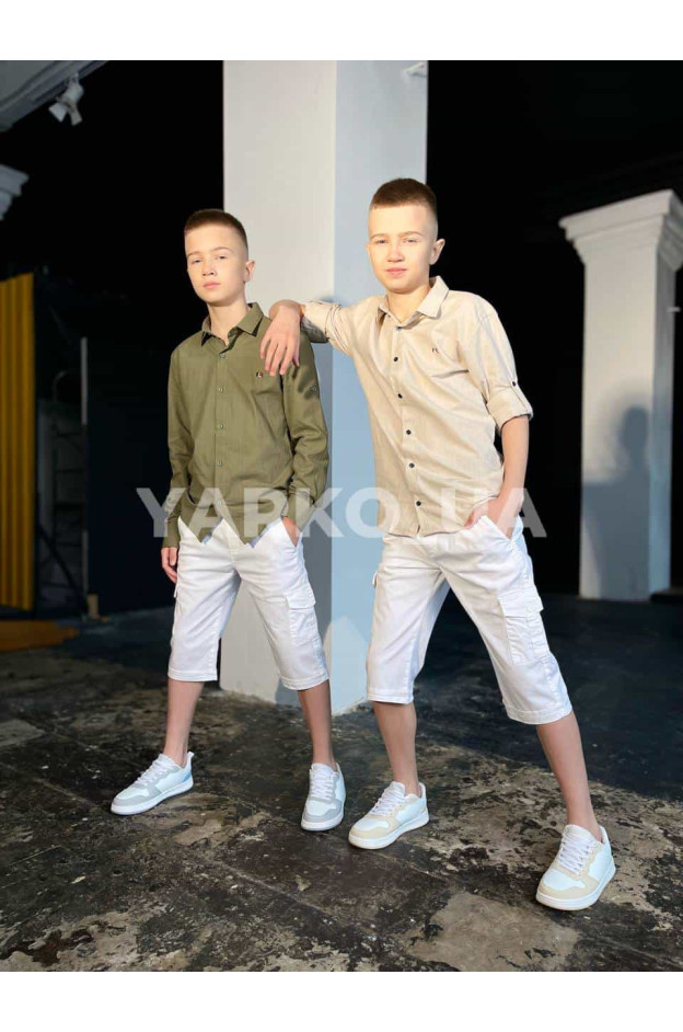 Сорочка для хлопчиків 22756-2 з котону базова 128(р)