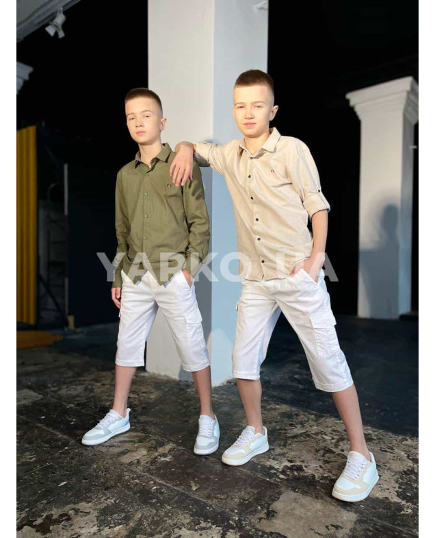 Сорочка для хлопчиків 22756-2 з котону базова 128(р)