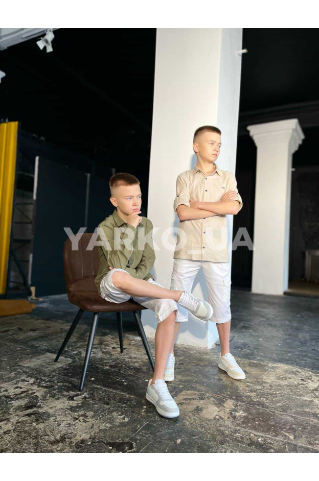 Сорочка для хлопчиків 22756-2 з котону базова 128(р)