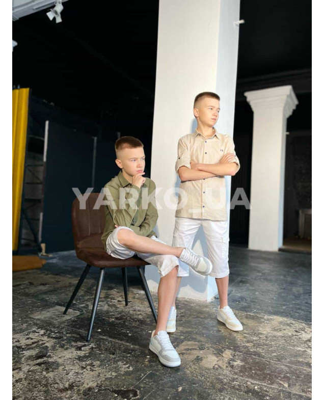 Сорочка для хлопчиків 22756-2 з котону базова 128(р)