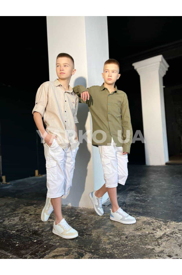 Сорочка для хлопчиків 22756-2 з котону базова 128(р)
