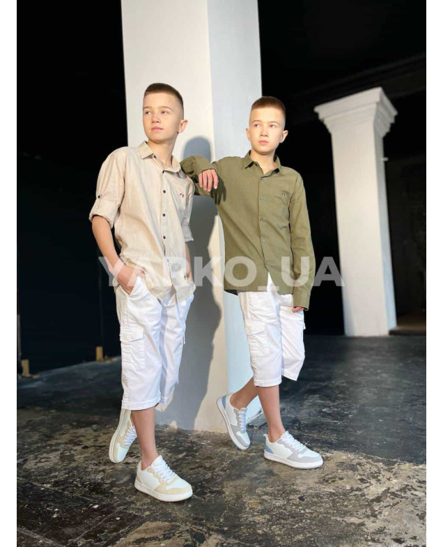 Сорочка для хлопчиків 22756-2 з котону базова 128(р)