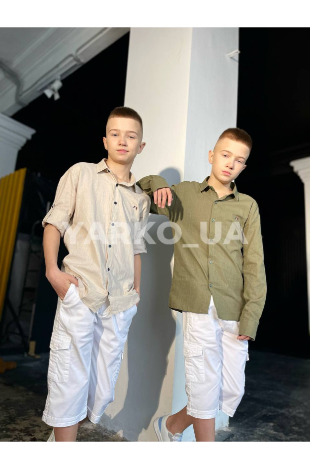 Сорочка для хлопчиків 22756-2 з котону базова 128(р)