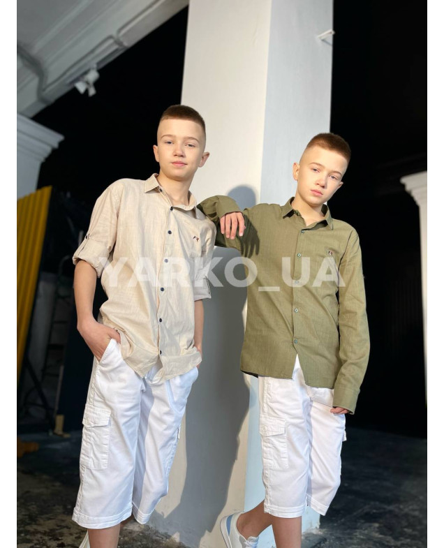 Сорочка для хлопчиків 22756-2 з котону базова 128(р)