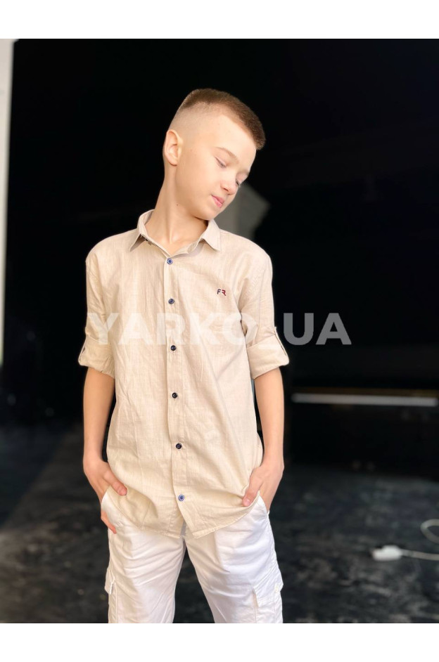 Сорочка для хлопчиків 22756-2 з котону базова 128(р)