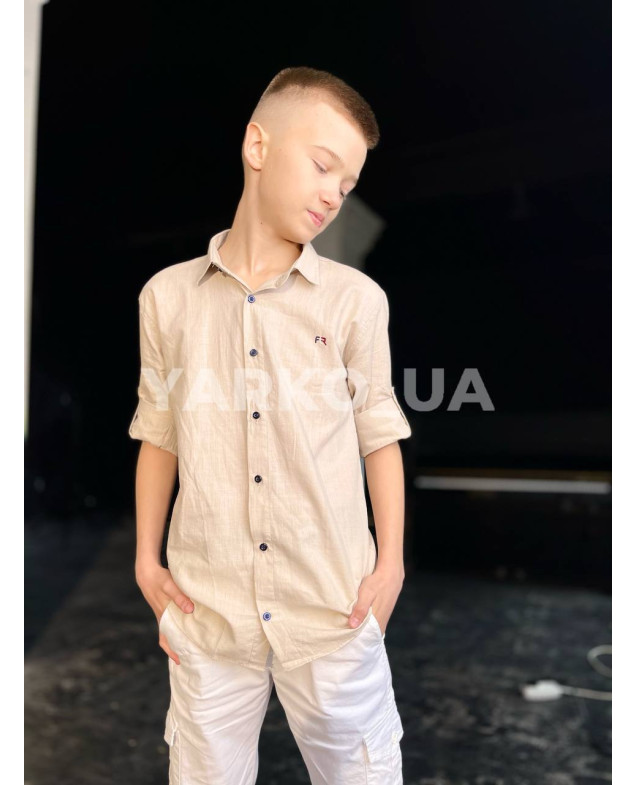 Сорочка для хлопчиків 22756-2 з котону базова 128(р)
