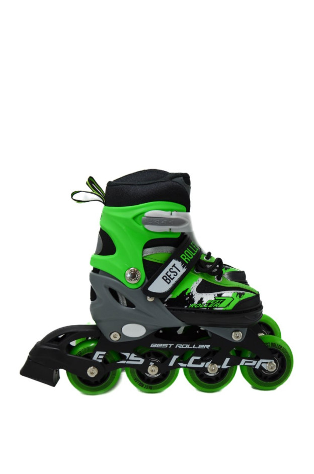 Ролики Best roller для дівчинки або для хлопчика 16540-S чорний/зелений колеса PU,d=6,5 см,устілка 17-18,5 см 30-33(р) 
