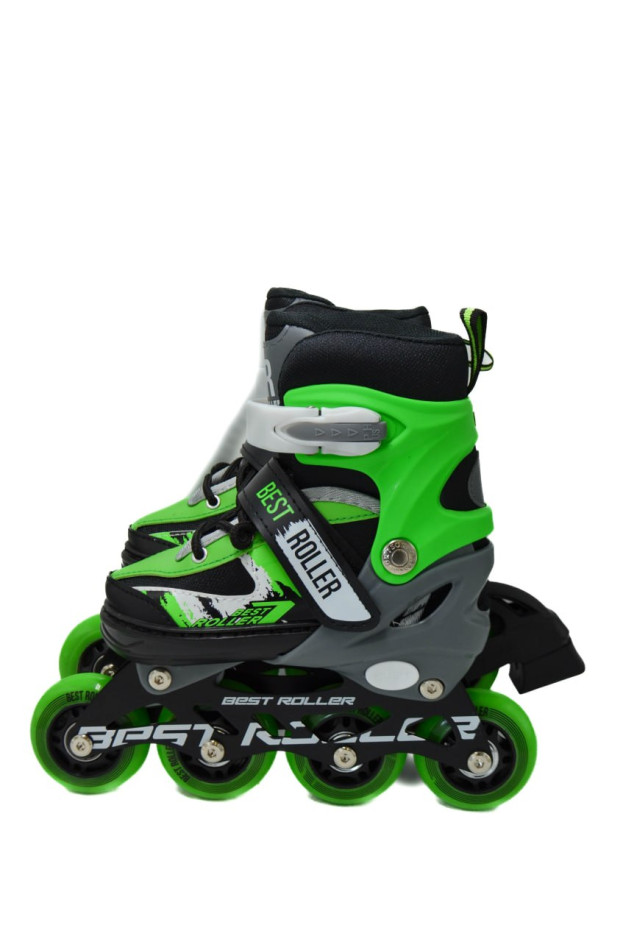 Ролики Best roller для дівчинки або для хлопчика 16540-S чорний/зелений колеса PU,d=6,5 см,устілка 17-18,5 см 30-33(р) 