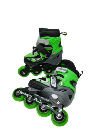 Ролики Best roller для дівчинки або для хлопчика 16540-S чорний/зелений колеса PU,d=6,5 см,устілка 17-18,5 см 30-33(р) 