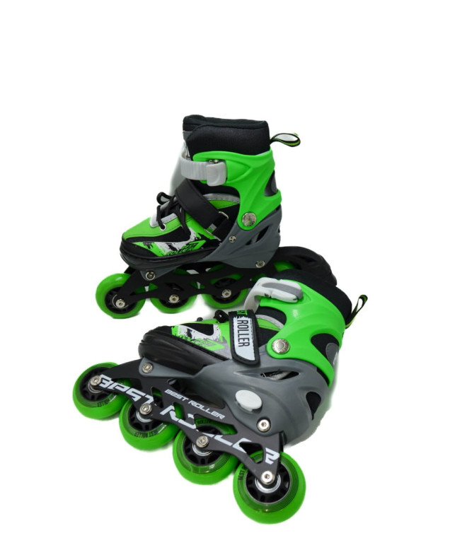 Ролики Best roller для дівчинки або для хлопчика 16540-S чорний/зелений колеса PU,d=6,5 см,устілка 17-18,5 см 30-33(р) 