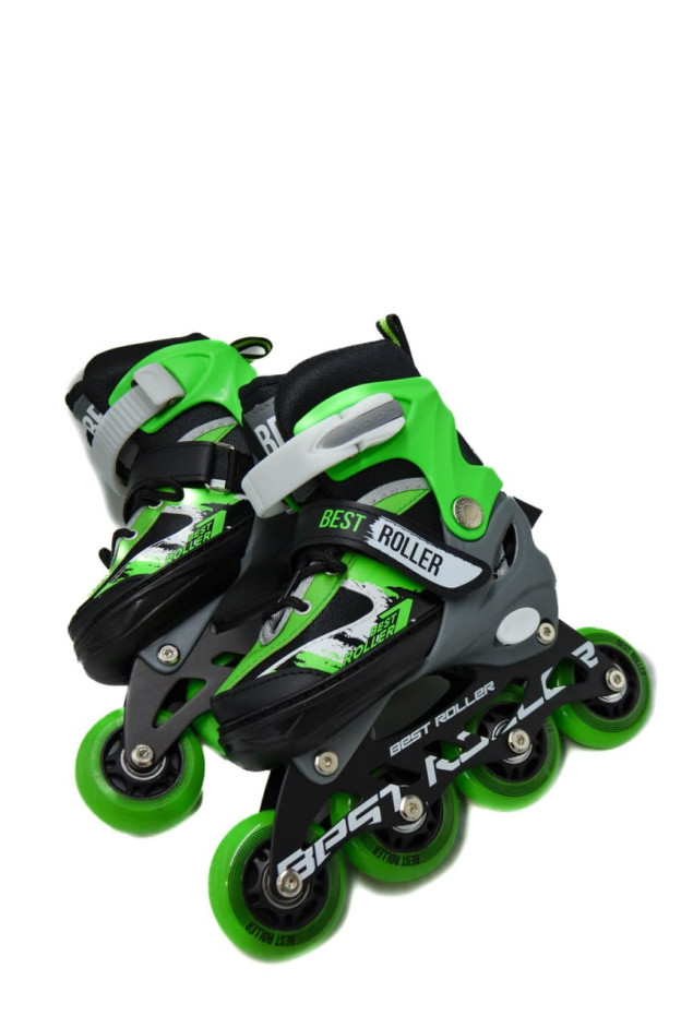 Ролики Best roller для дівчинки або для хлопчика 16540-S чорний/зелений колеса PU,d=6,5 см,устілка 17-18,5 см 30-33(р) 