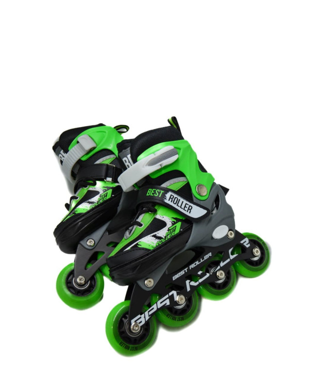 Ролики Best roller для дівчинки або для хлопчика 16540-S чорний/зелений колеса PU,d=6,5 см,устілка 17-18,5 см 30-33(р) 