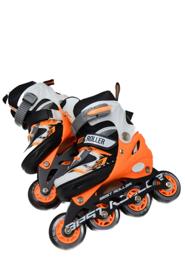 Ролики Best roller для дівчинки або для хлопчика 61720-S чорний/оранж колеса PU,d=6,5 см,устілка 17-18,5 см 30-33(р) 