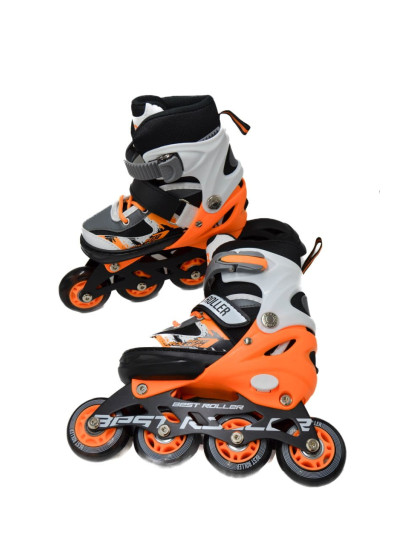 Ролики Best roller для дівчинки або для хлопчика 61720-S чорний/оранж колеса PU,d=6,5 см,устілка 17-18,5 см 30-33(р) 