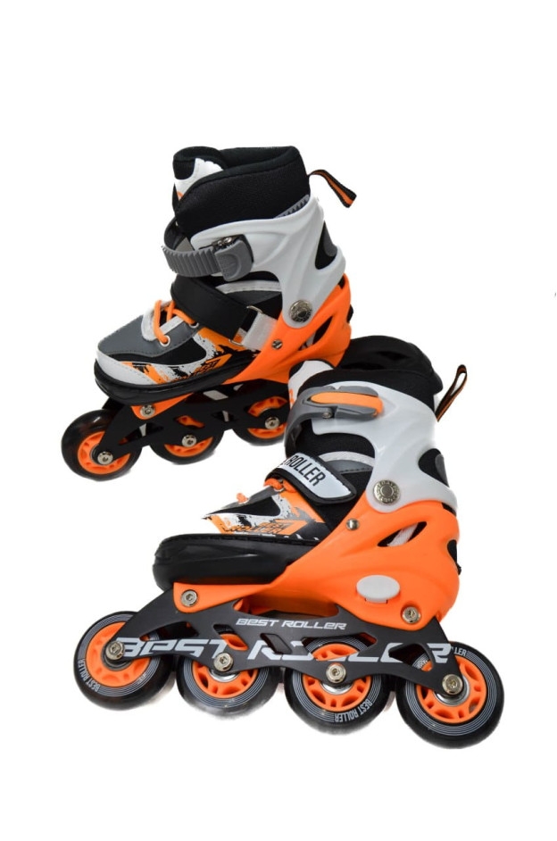 Ролики Best roller для дівчинки або для хлопчика 61720-S чорний/оранж колеса PU,d=6,5 см,устілка 17-18,5 см 30-33(р) 
