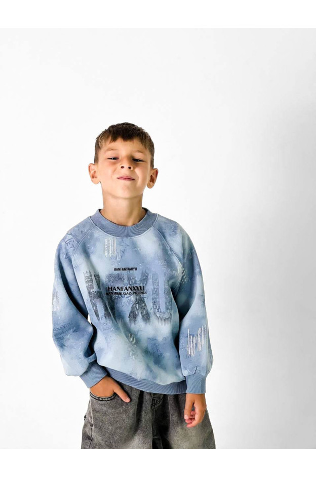 Світшот для хлопчика весна-осінь 2811 котон блакитний HANFANXIAOYU 150(р) 