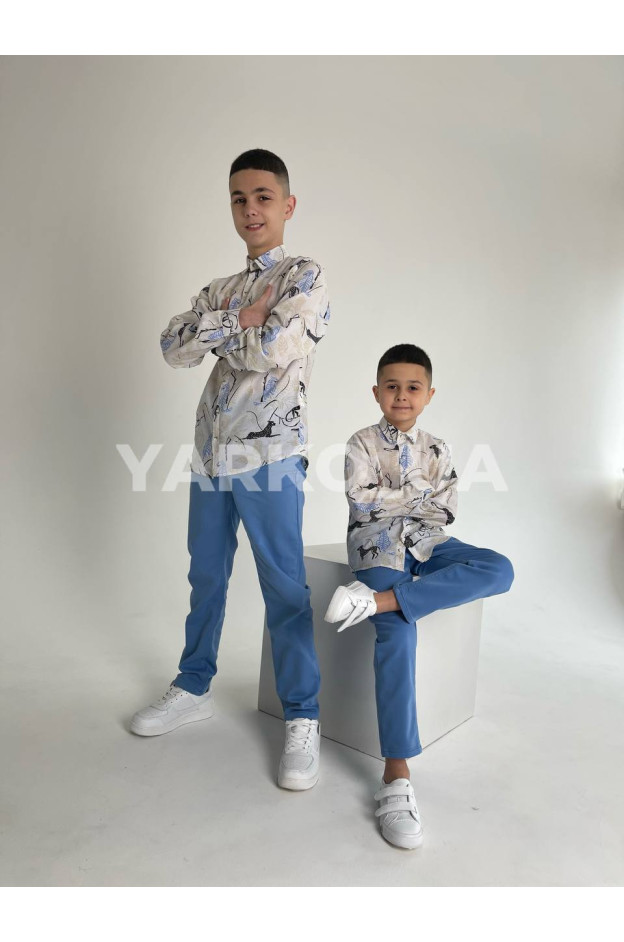 Сорочка для хлопчиків 60226808-22 з котону дизайн сафарі 152(р)