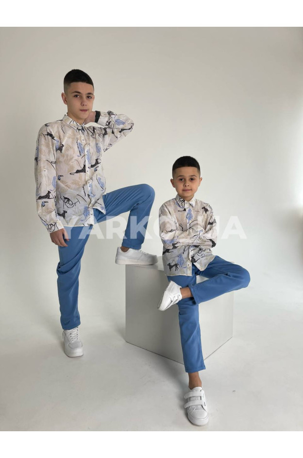 Сорочка для хлопчиків 60226808-22 з котону дизайн сафарі 152(р)