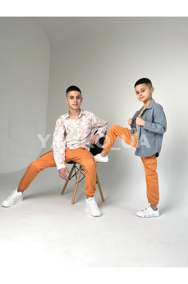 Сорочка для хлопчиків 60178374-98 з котону з довгим рукавом 116(р)