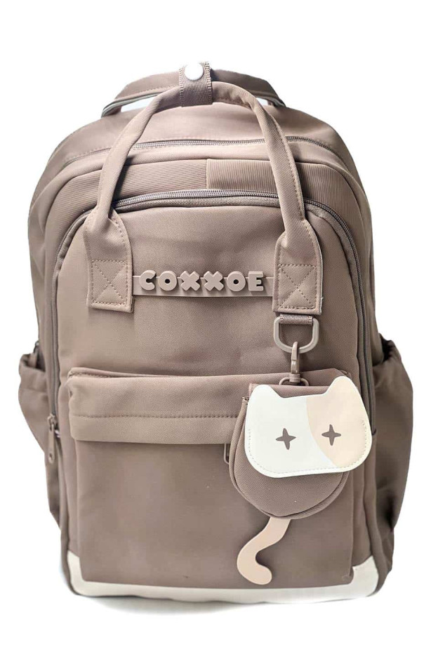 Рюкзак для дівчинки S433 текстиль коричневий 42*30*16 COXXOE