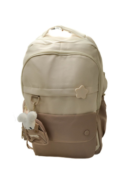 Рюкзак для дівчинки S470# текстиль лате/беж 46*31*15 Зайчик з зірочкою