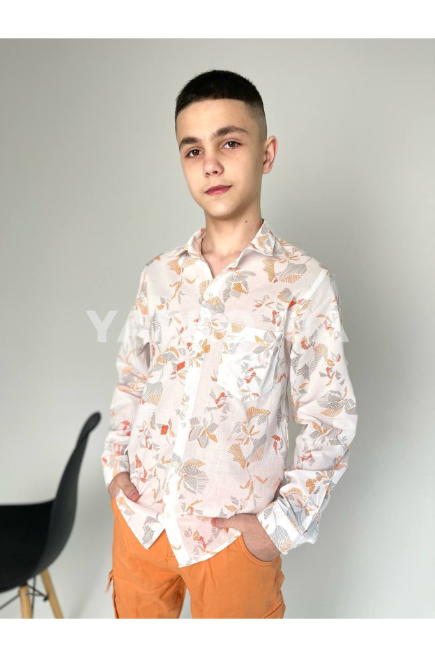 Сорочка для хлопчиків 60178374-98 з котону з довгим рукавом 152(р)