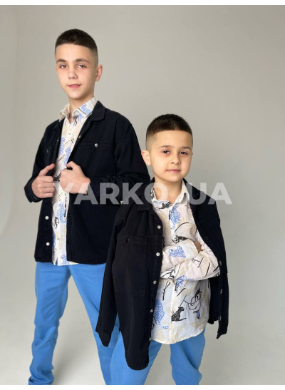 Сорочка JACK LIONS для хлопців весна/осінь 60236807 з котону чорна 128(р)