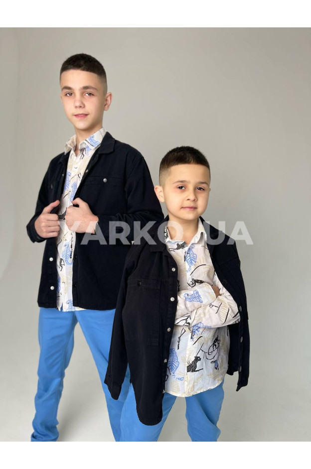 Сорочка JACK LIONS для хлопців весна/осінь 60236807 з котону чорна 128(р)