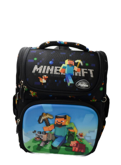 Рюкзак для хлопчика 998301 поліестер чорний/блакитний 34*25*13 Minecraft 2 каркасний