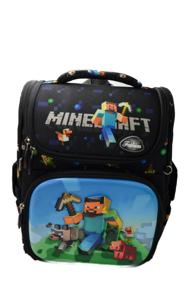 Рюкзак для хлопчика 998301 поліестер чорний/блакитний 34*25*13 Minecraft 2 каркасний