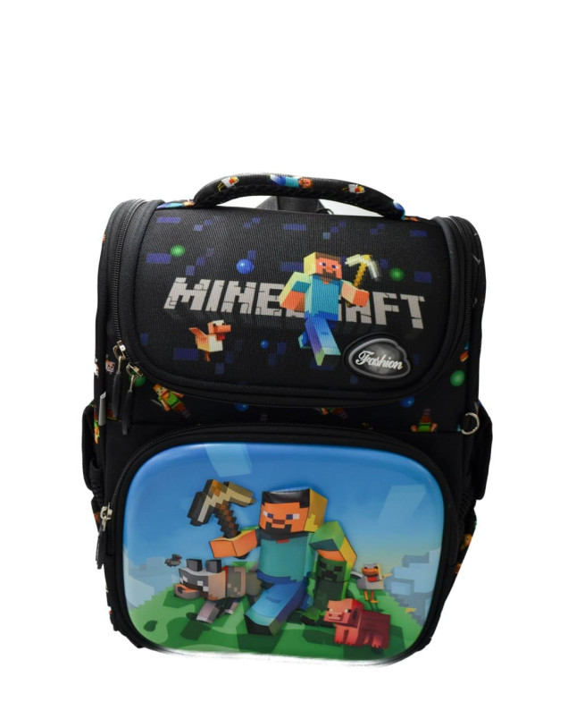 Рюкзак для хлопчика 998301 поліестер чорний/блакитний 34*25*13 Minecraft 2 каркасний