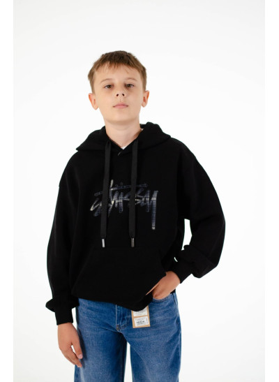 Худі для дівчинки або для хлопчика весна-осінь 6Q518 котон чорний Stussy 130(р) 