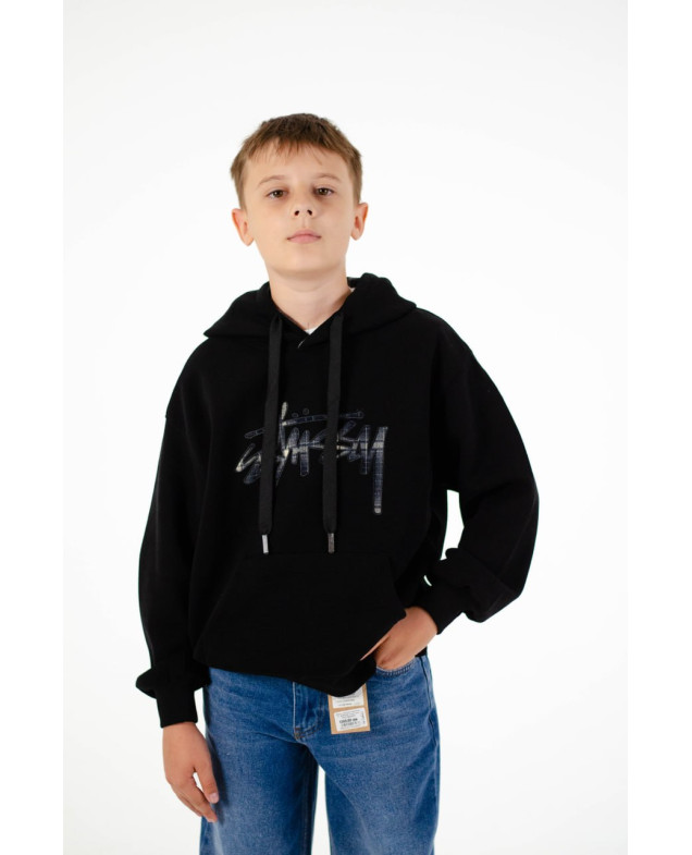 Худі для дівчинки або для хлопчика весна-осінь 6Q518 котон чорний Stussy 130(р) 